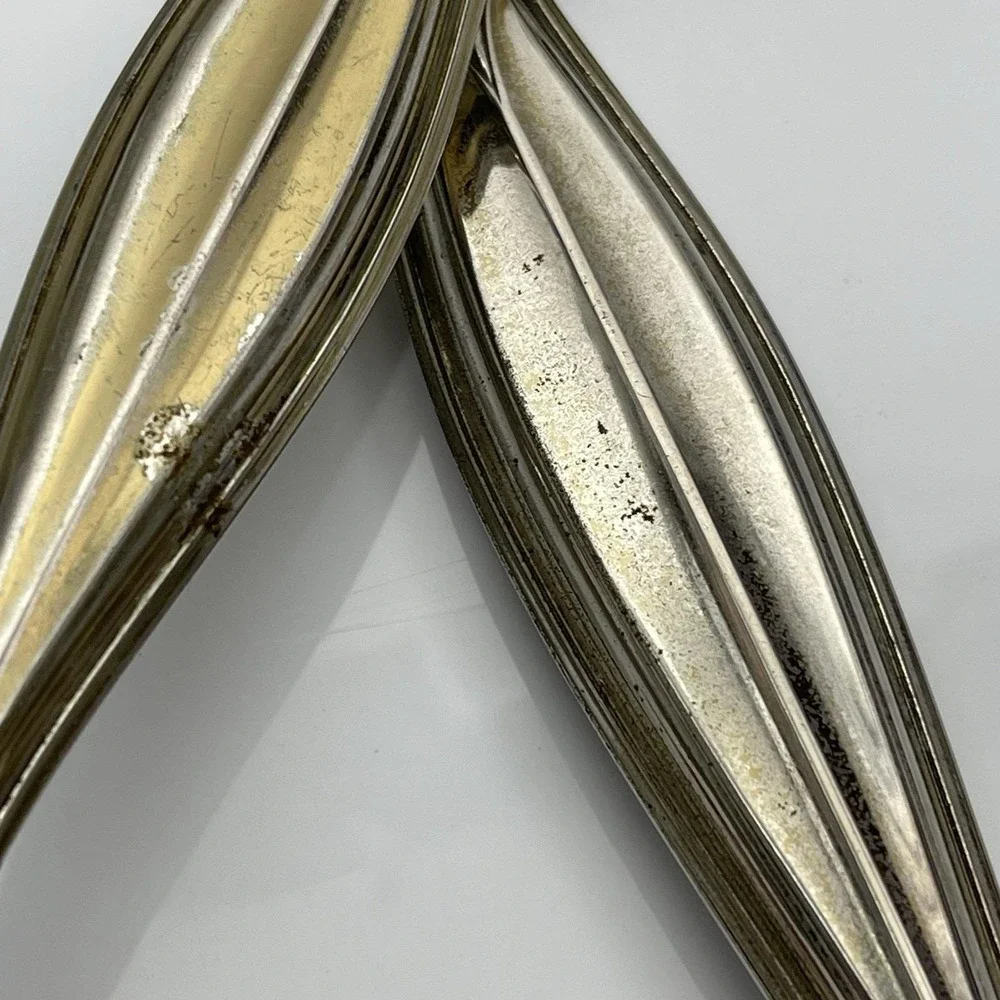 Vintage 60s Gold Tone Ornate Laced Vanity Dresser Hand Mirror Brush Set Made USA